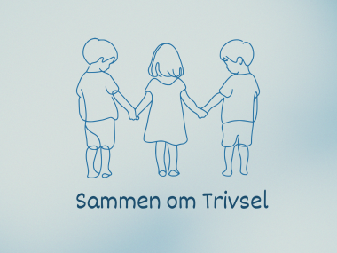 Tegning af børn der holder i hånd med teksten: Sammen om trivsel
